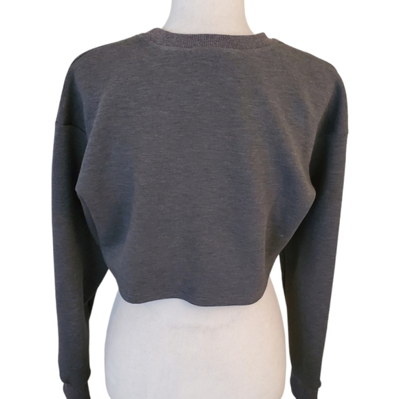 New Grey Lab Lounge Wear Crop Crewneck Sweatshirt Size Medium - Picture 4 of 5